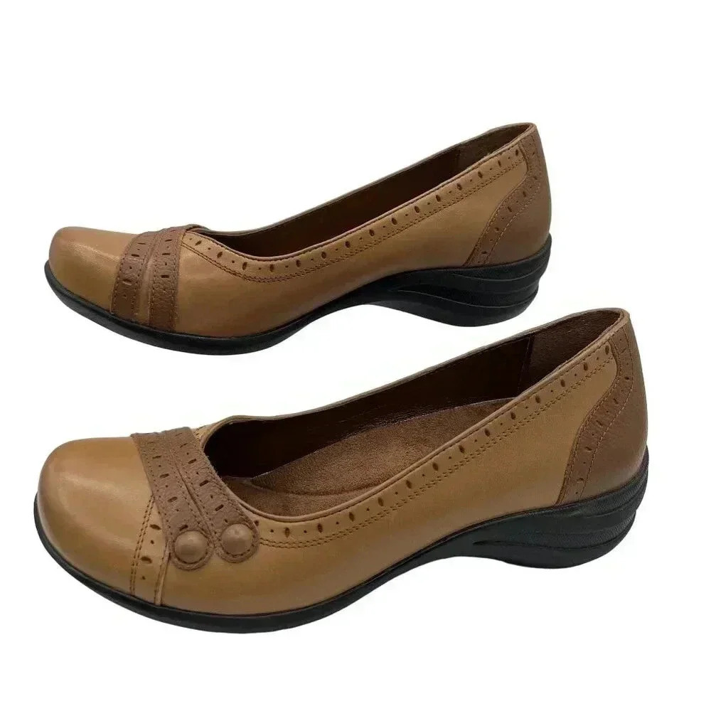 Hush Puppies Womens 9W Burlesque Leather Slip On Loafer Brown Business Casual